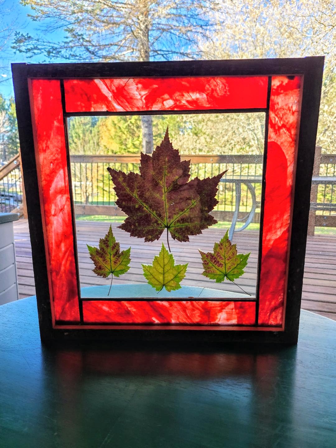 Stained glass with Maple leaves Amazing Glass Artwork from Sunnyside Designs